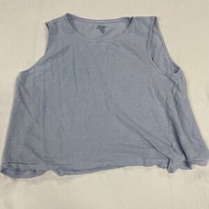 J. Crew Linen Tee Sleeveless Knit Top Light Blue 100% Linen XL Relaxed Fit